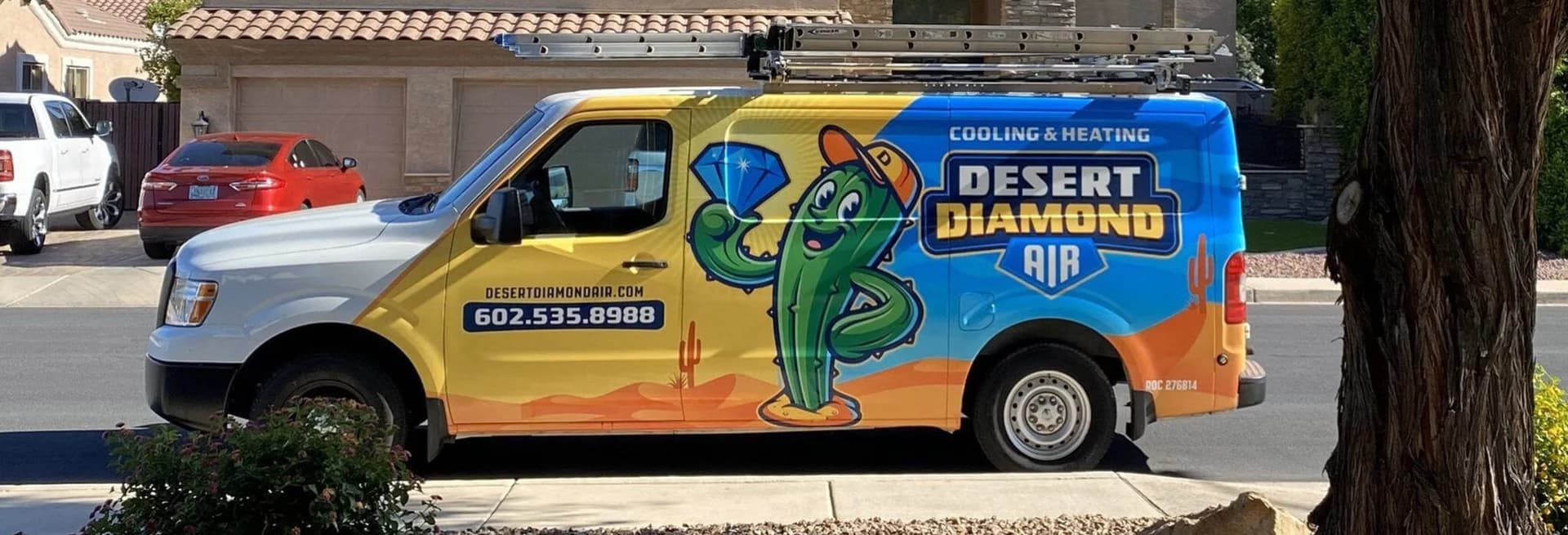 Desert Diamond Air truck outside of a residential neighborhood in Phoenix, AZ.