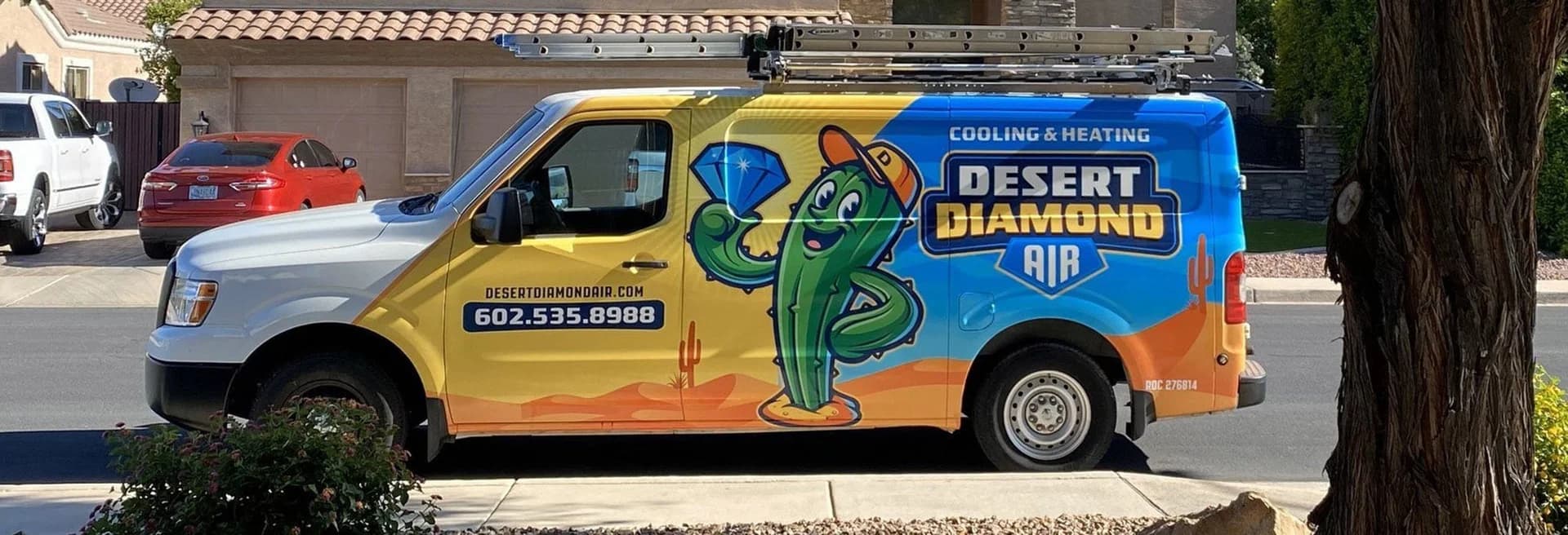Desert Diamond Air truck outside of a residential neighborhood in Phoenix, AZ.