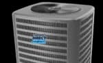 Gray outdoor HVAC unit with a top fan, featuring "Thermo Direct Heating • Cooling • Plumbing • Electrical" branding on the side.