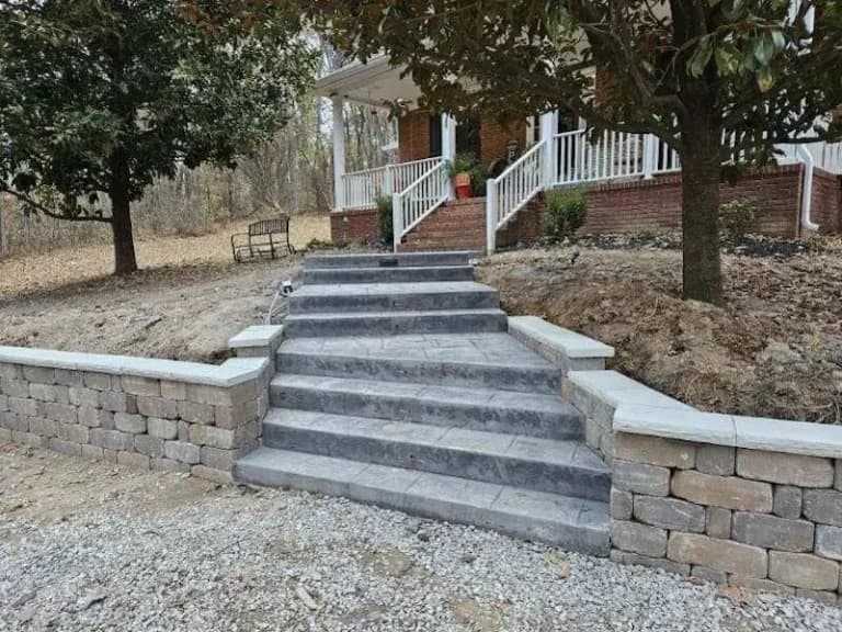 decorative concrete steps to a house in Nashville - The Concrete Gentlemen