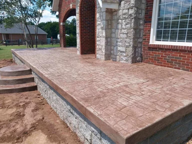 stamped concrete patio and steps in Nashville - The Concrete Gentlemen