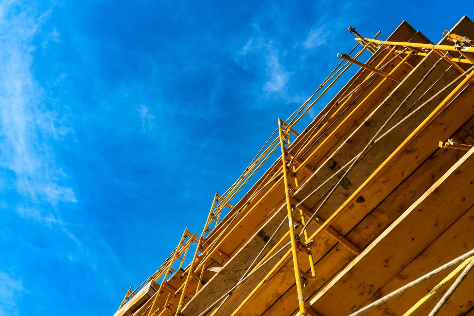 NYC construction scaffolding set up for exterior access work