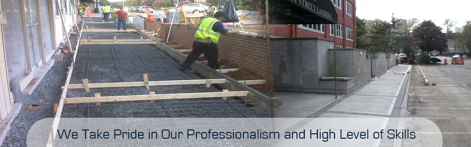 Bronx concrete contractor banner showing exterior concrete work