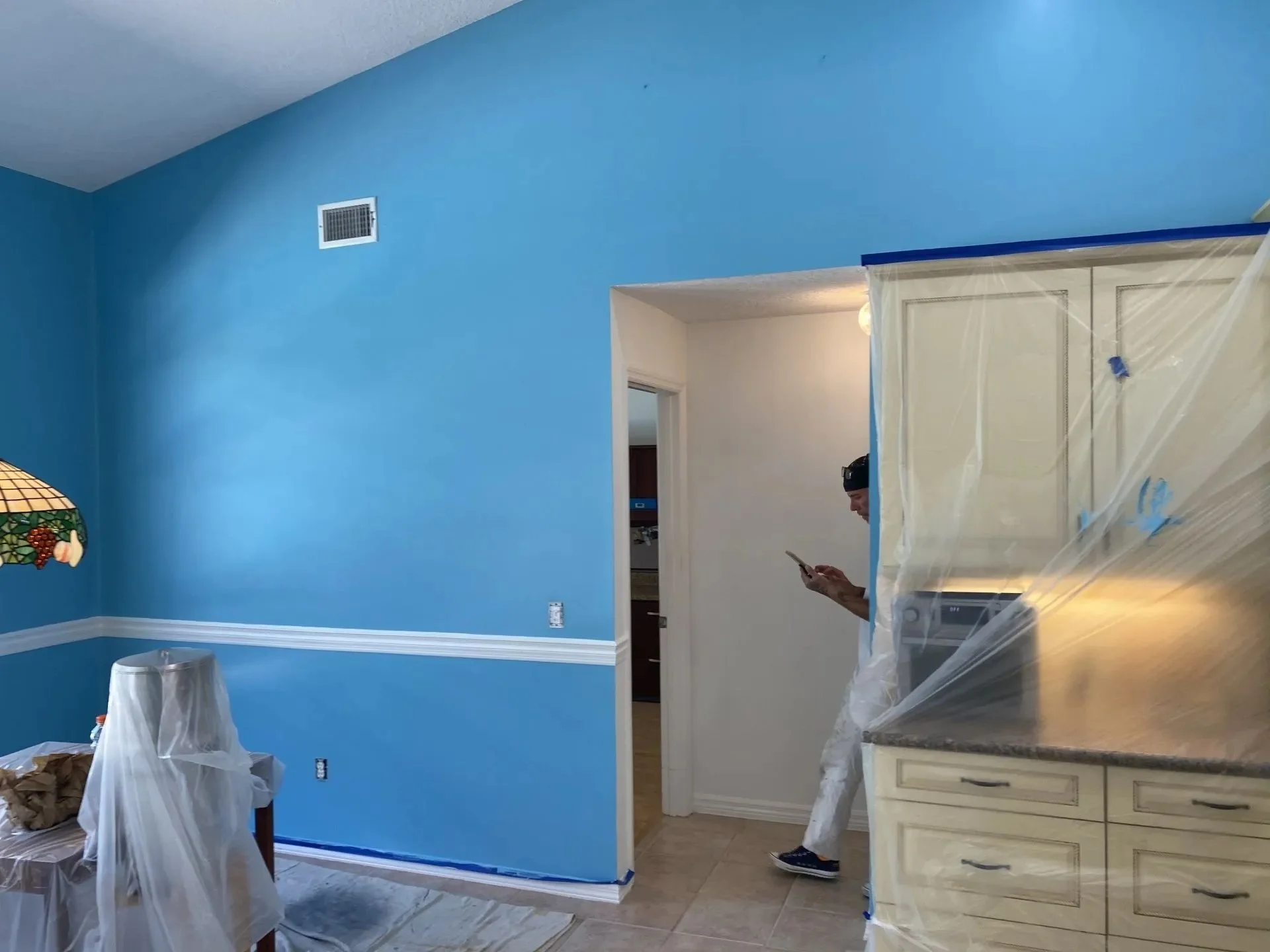 Blue room interior painting