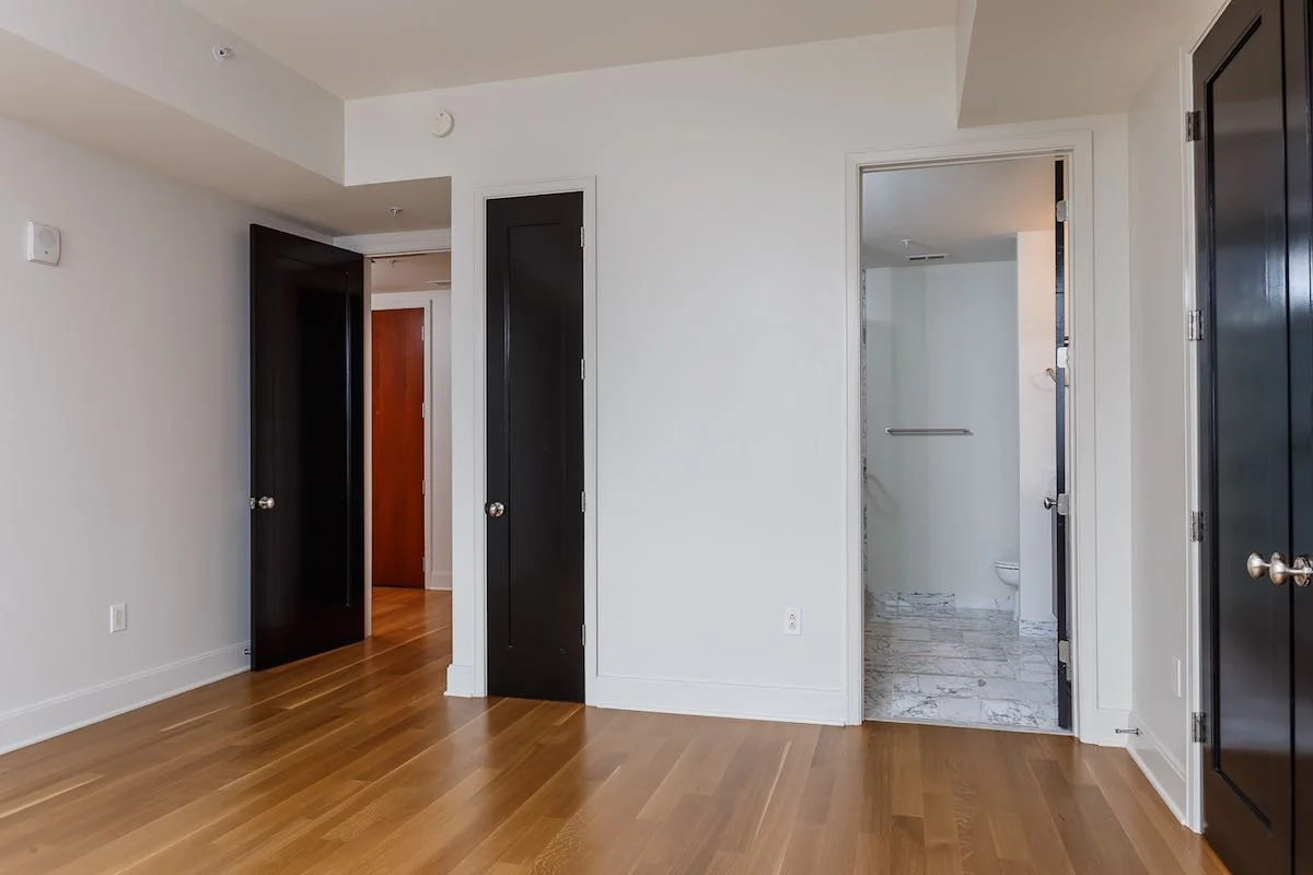 into bathroom