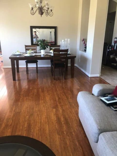 living/dining room finished flooring installation