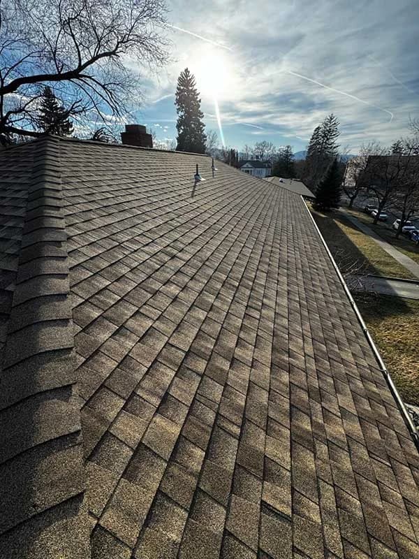 a scene depicting a shingle roof, just installed.