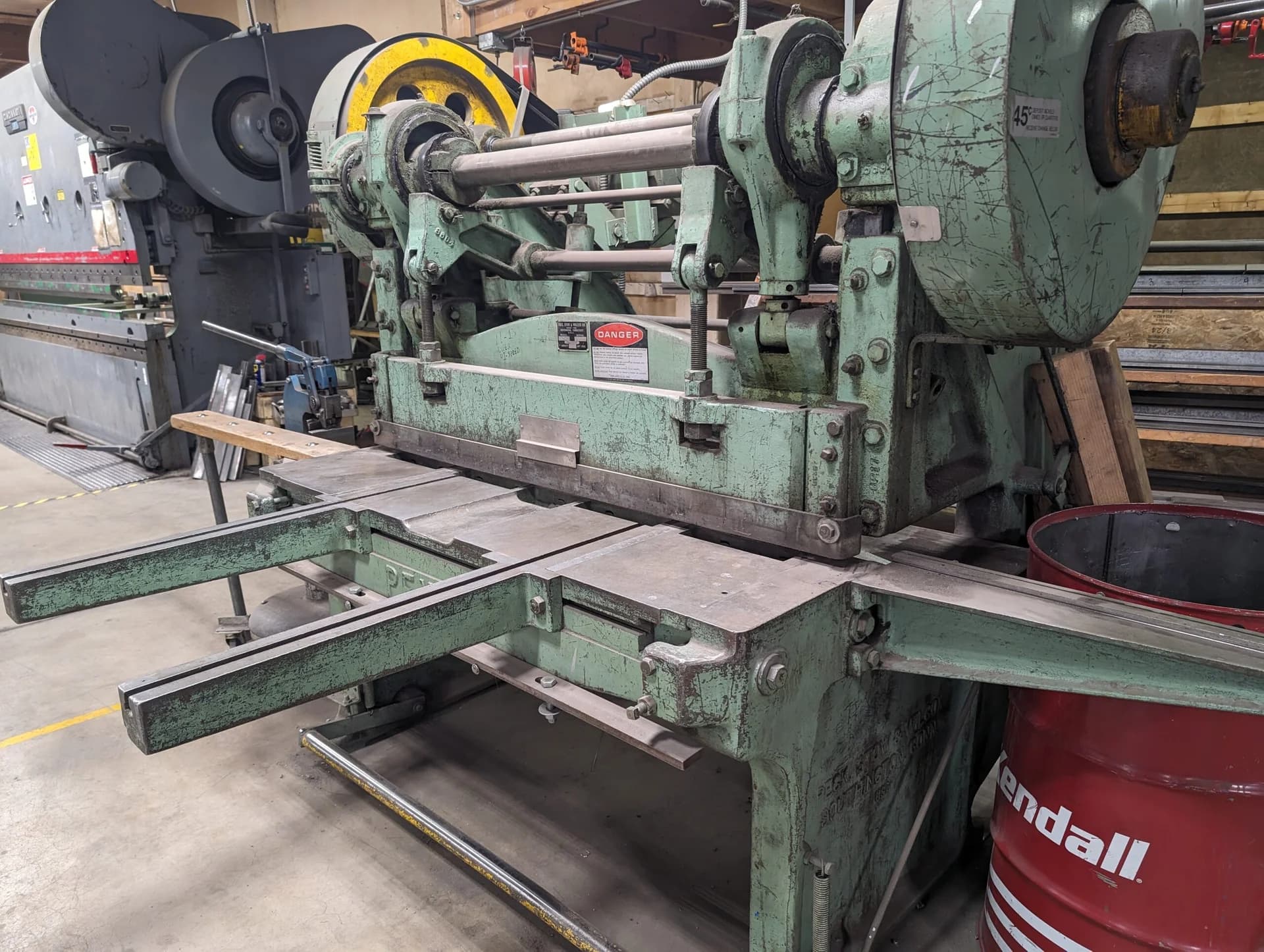 Heavy duty mechanical shear for large scale metal plate cutting at Air Controls facility