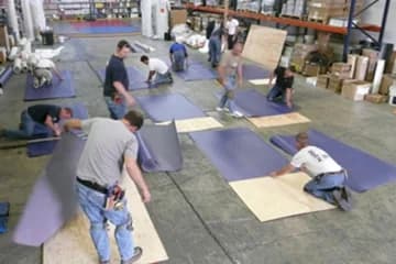 commercial flooring installation in progress