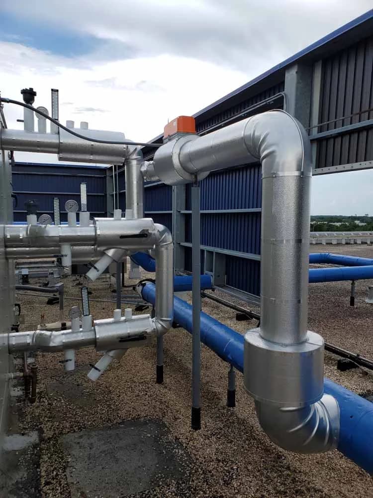 New Temtrol Chilled Water Rooftop Air Handling Unit Piping Installed by CMS