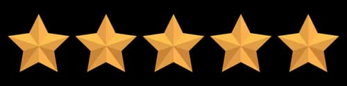Five gold stars illustrating Superior Gutter and Roofing Google score