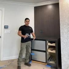 Fine Finish Custom Accent Wall and Cabinets by Peralta Painters in Winnetka IL