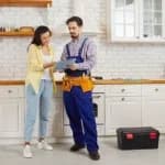 Woman client sign deal after good maintenance service