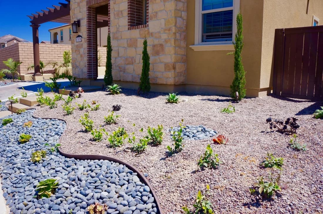 Mature garden landscape with meandering pathways