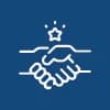 hand shake with star above icon