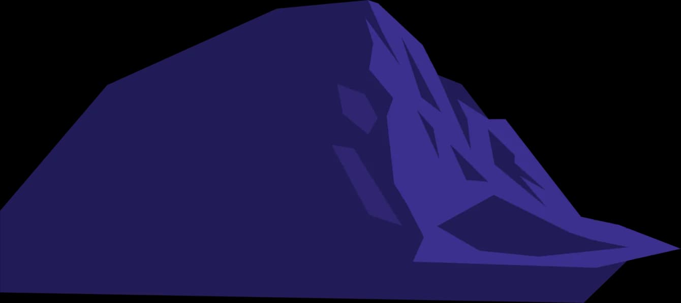 Abstract geometric representation of a dark blue mountain with sharp angles.