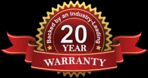 20-year warranty badge from American Foundation Specialists, highlighting industry-leading assurance for basement and foundation repair services.