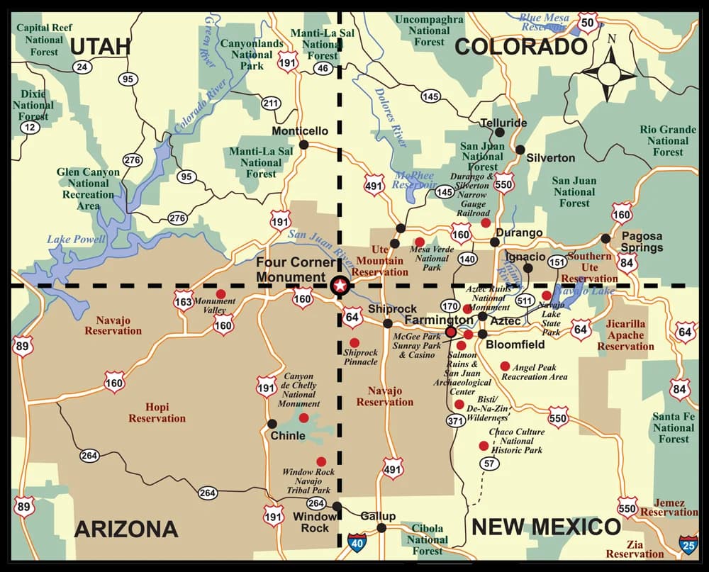 4 corners region