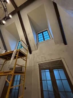 Freshly painted smooth white ceiling in a bright Nashville home with natural light
