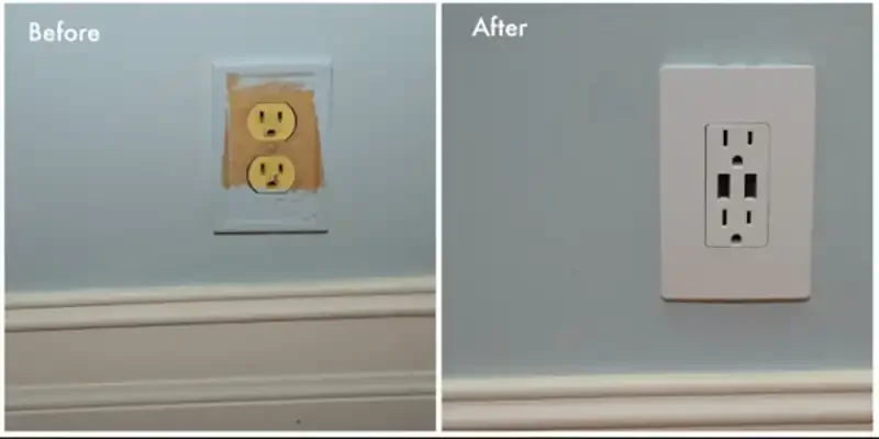Electrical socket before & after look