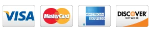 We accept Visa, Mastercard, American Express and Discover credit cards.