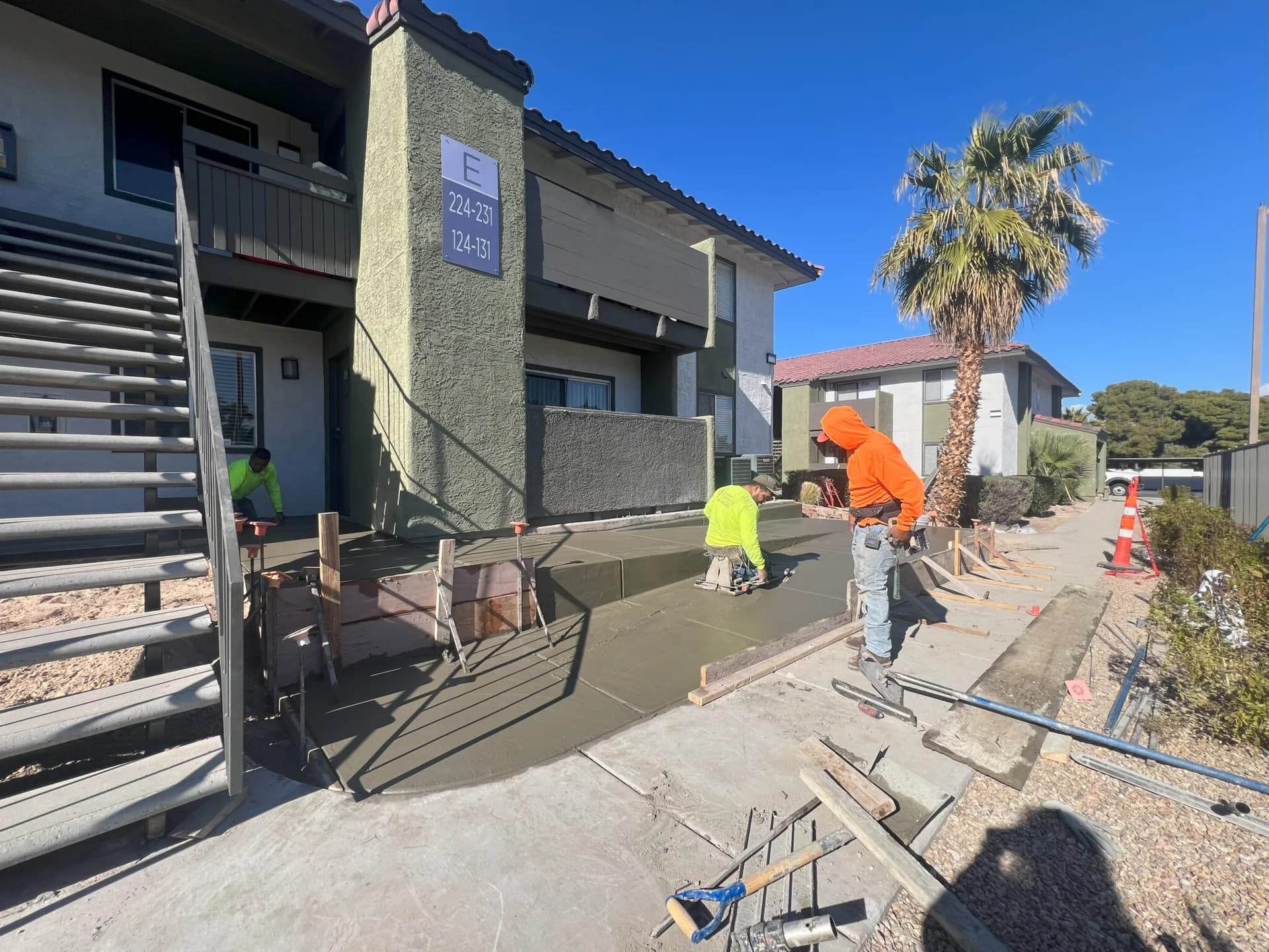 ADA concrete wheelchair ramp.