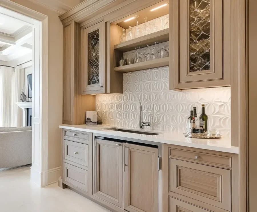 Custom wet bar cabinets in Minneapolis: basement, butler’s pantry, and beverage center ideas