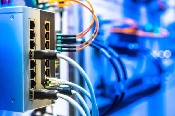 Electrical Circuits. The electric wire behind the control board with lighting effect,Industrial Electrical Concept. Wiring PLC Control panel with wires industrial factory