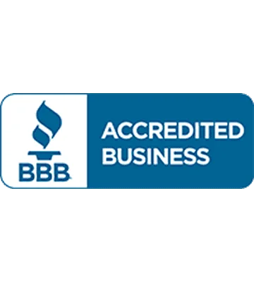 BBB Accredited Business logo on blue background.