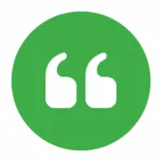 Green circle with white quotation marks.