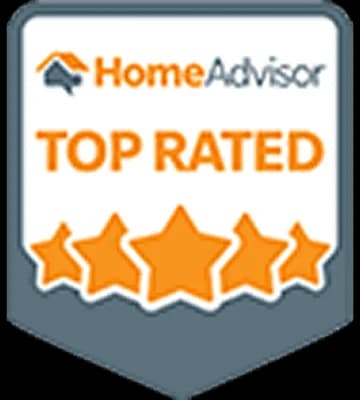 HomeAdvisor badge: Top Rated, five stars.