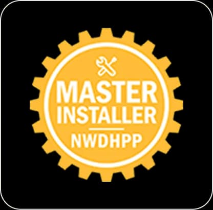 Master Installer NWDHPP badge with gear design.