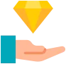 Hand holding a diamond symbolizing high-quality service and eco-friendly plumbing solutions offered by Cardinal Heating, Cooling, Plumbing & Electric.