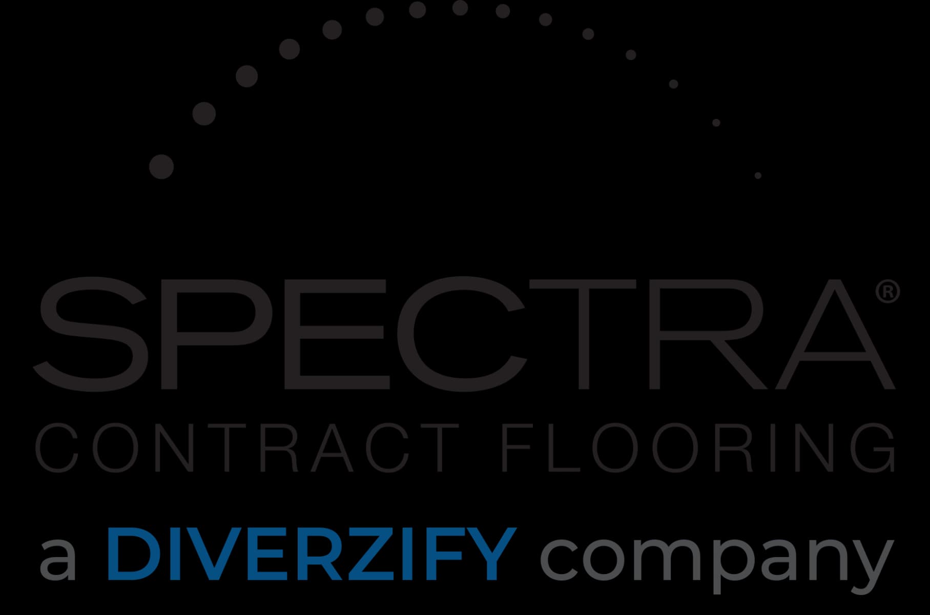 Spectra logo with brand title in black text under a downward curve of black, filled circles decreasing in size