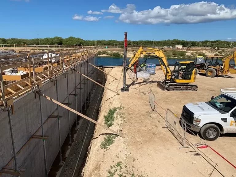 Construction equipment and a build site.