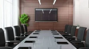 commercial audio/visual installation in a beautiful conference room