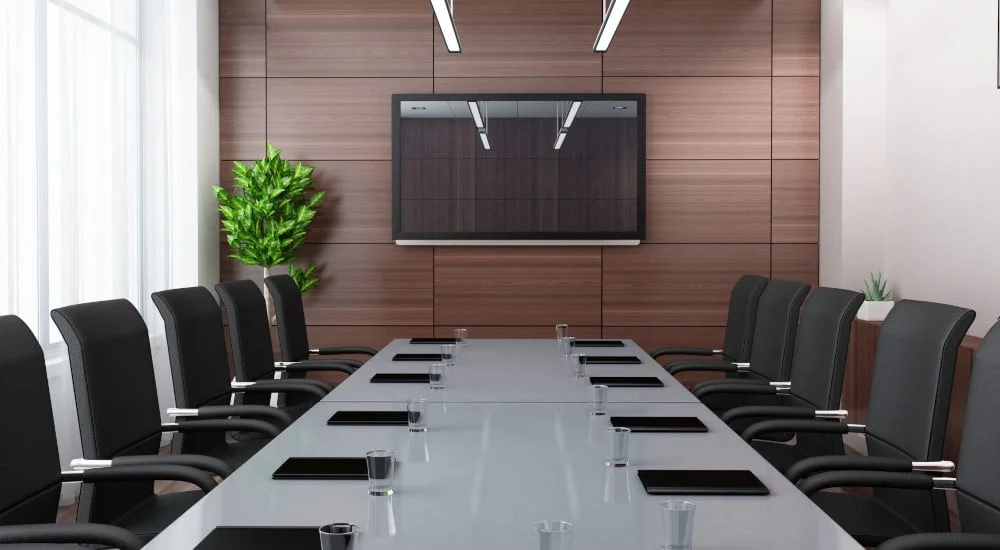 commercial audio/visual installation in a beautiful conference room