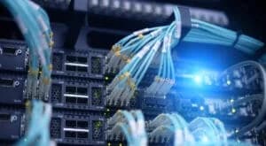 Fiber optic patch panel with blue LED lights