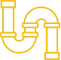 Yellow plumbing pipe graphic representing Tillman's comprehensive plumbing services for home comfort.