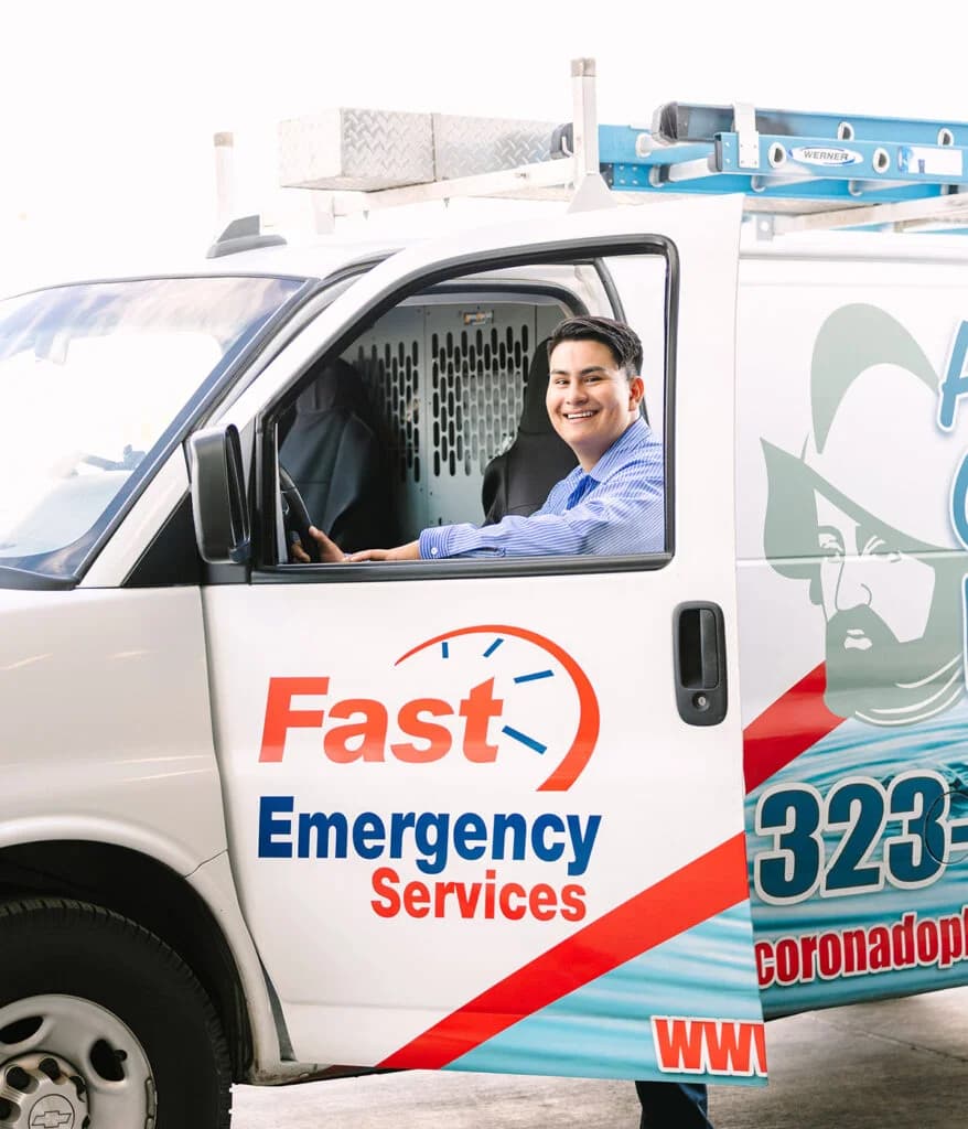 Team member of Al Coronado in his work van