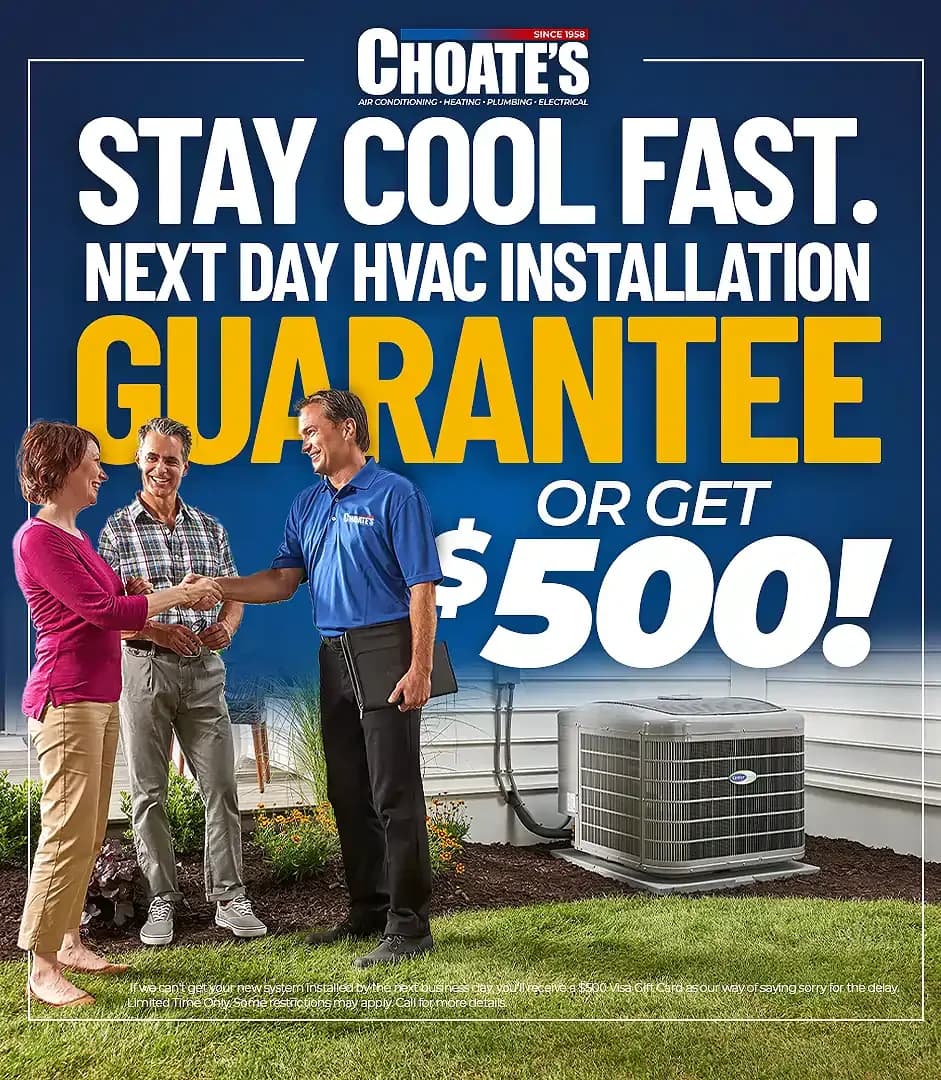 choates next day hvac install $500 Gift Card