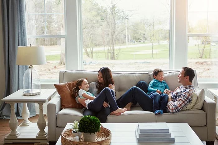 family on couch