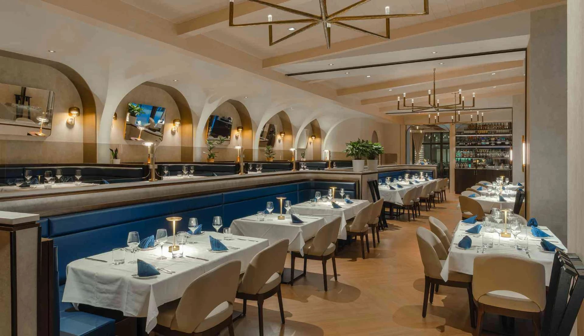 Chophouse dining room at One Social District restaurant inside One09 Apartments Madison