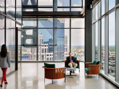 Interior view of seating area at the Alliance Bernstein Nashville Office