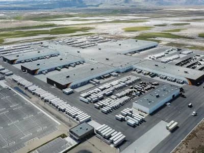 Exterior drone view of the UPS Mega Hub Parcel Distribution Facility