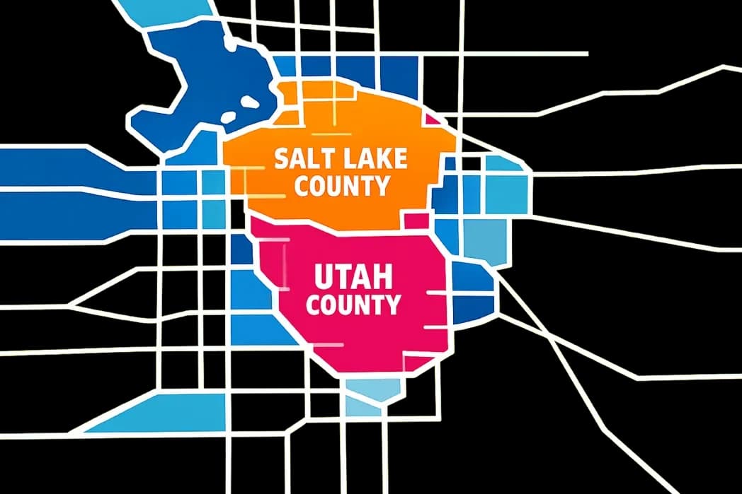 Map showing service coverage in Salt Lake and Utah Counties