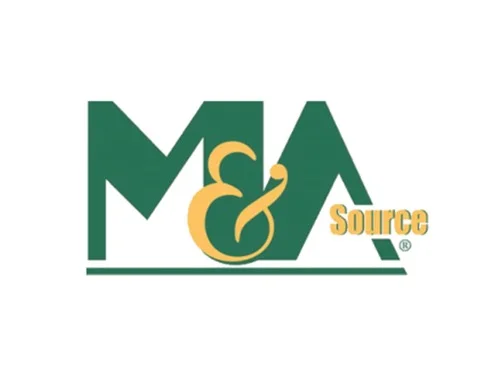 M&A Source logo featuring green block letters M and A with a gold ampersand and the word "Source" in gold script