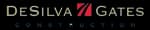 DeSilva Gates Construction logo with bold white and red lettering and a red diagonal slash graphic on a black background