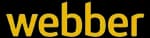 Webber logo with bold yellow lowercase text on a black background