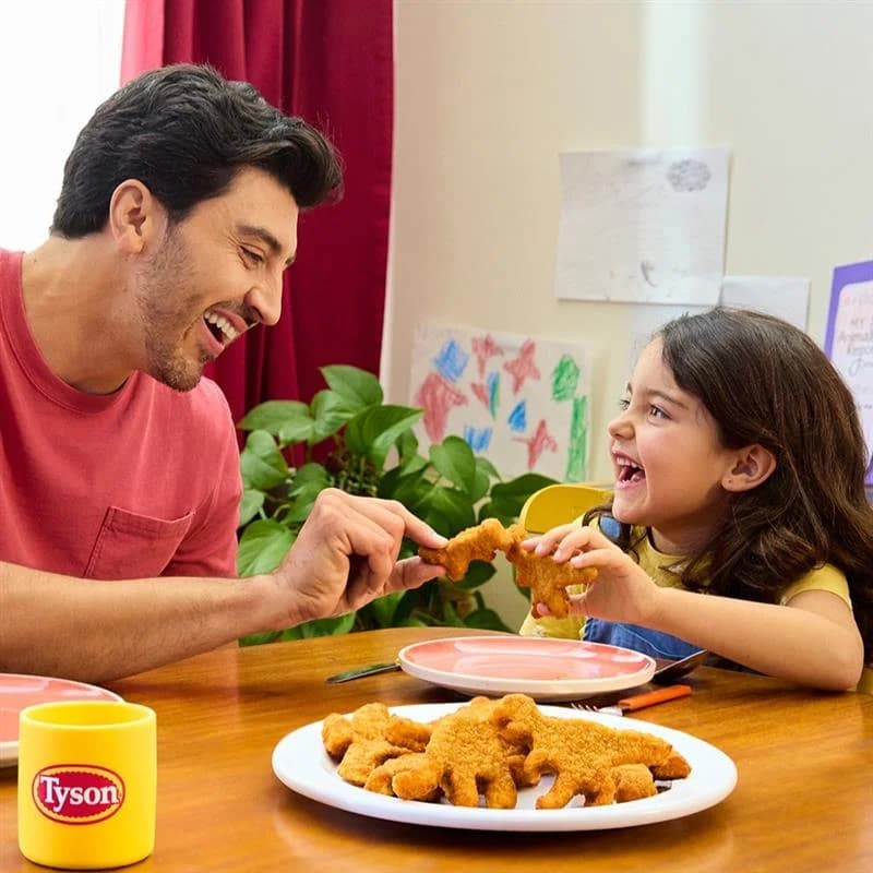 Eating Tyson Dino Nuggets with family